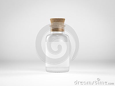 Empty glass bottle with white label