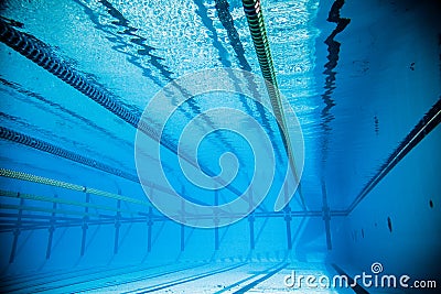 Empty 50m Olympic Outdoor Pool From Underwater