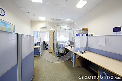 Empty office with separated by partition jobs