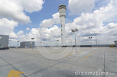 Empty parking lot at airport station