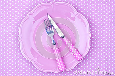 Empty plate and fork,knife