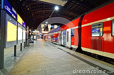 Empty platform inside Hamburg central train statio