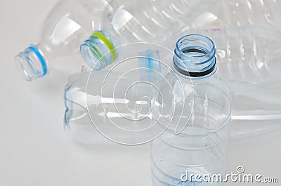 Empty polycarbonate plastic bottles