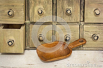 Empty rustic wooden scoop