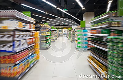 Empty supermarket aisle