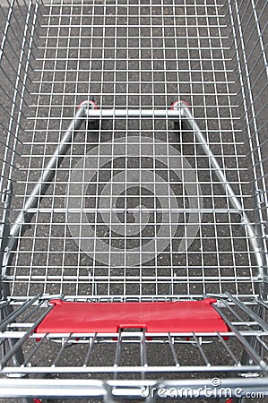 Empty supermarket shopping cart