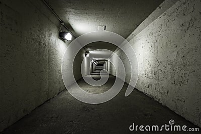 Empty tunnel at night