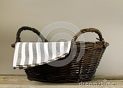 An empty wicker basket