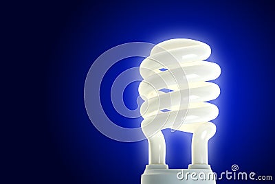 Energy Saving Lamp on Blue