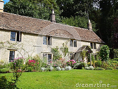 English cottage with flower garden