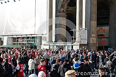 English football fans getting ready for match