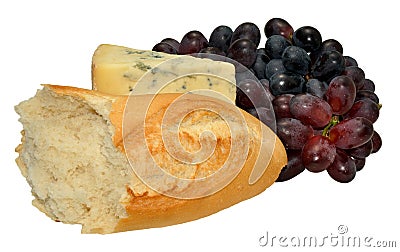 English Stilton Cheese With Grapes And Bread