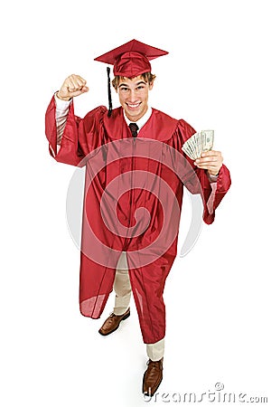 Enthusiastic Graduate With Cash Royalty Free 