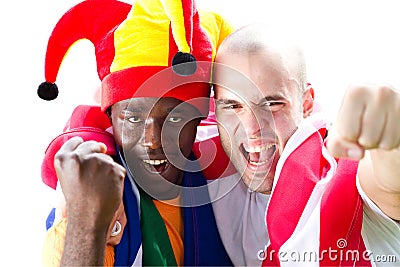 Enthusiastic Sports Fans Royalty Free Stock P