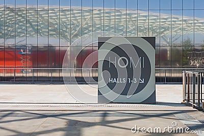 Entrance sign at HOMI, home international show in Milan, Italy