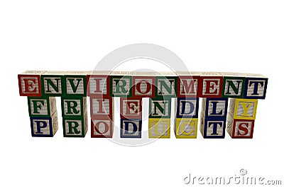 Environment Friendly Products In Wood Blocks Stock Photo - Image 