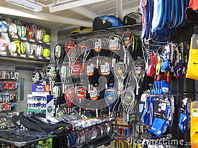Equipment in a sports store.