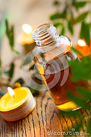 Essential oil,candles and flowers