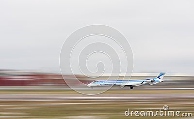 Estonian Air airplane at runway