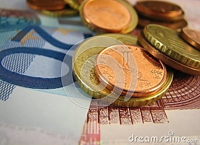 Euro banknotes and coins