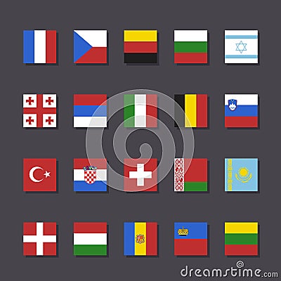 Europe flag icon set Metro style