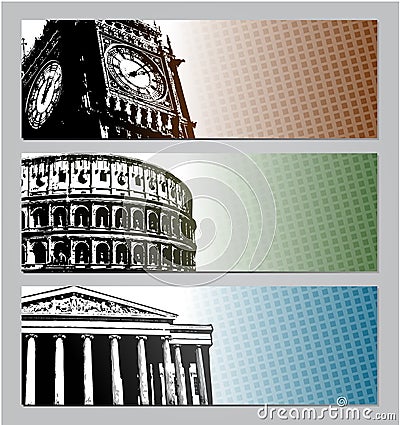Europe travel banners illustration