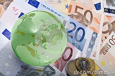 European currency and globe