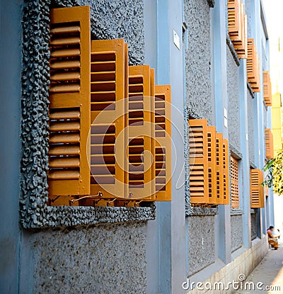 European style wooden window shutters in Calcutta