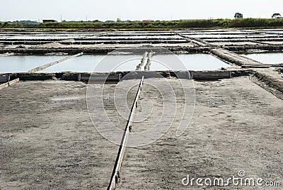 Evaporation ponds of salt farm, Portugal