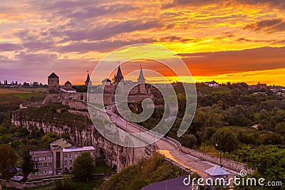 Evening City. Historic District Kamyanets-Podolsky City.