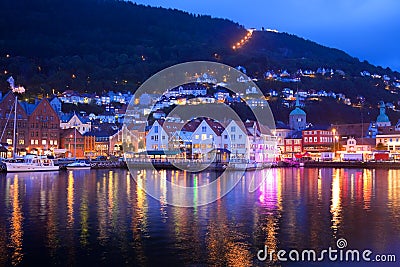 Evening panorama of Bergen, Norway