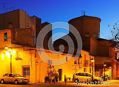 Evening street of Sant Adria de Besos. Catalonia