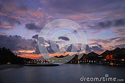 Evening twilight on a tropical island paradise