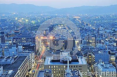 Evening view of Kyoto city