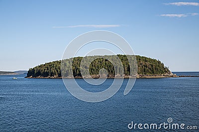 Evergreen Island on Blue Water