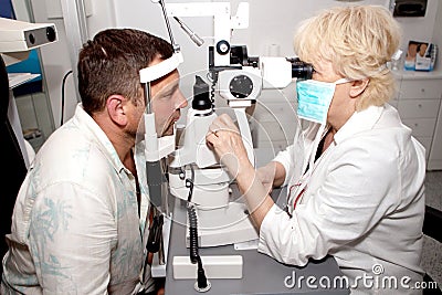Examining in ophthalmology clinic