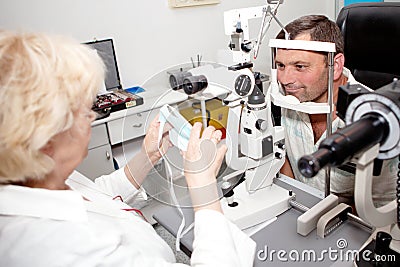 Examining in ophthalmology clinic