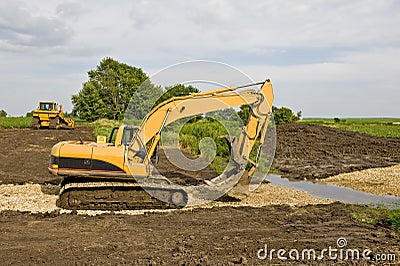 Excavator & Bulldozer on Job Site