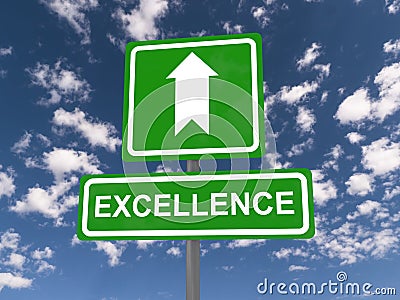 Excellence sign with up arrow