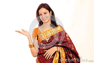 Excited traditional Indian woman