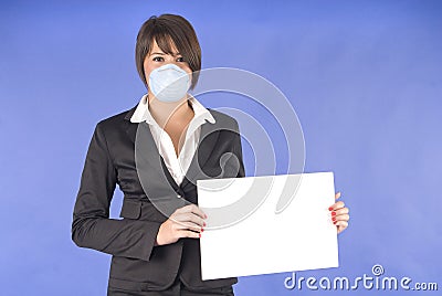 Executive woman with protective mask for swine flu
