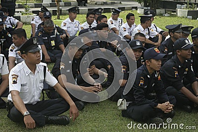 Exercise Safety Unit Officers Police Headquarters Building in Surakarta