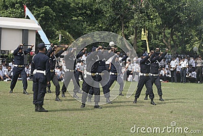 Exercise Unit Safety Officers Police Headquarters Building in Surakarta