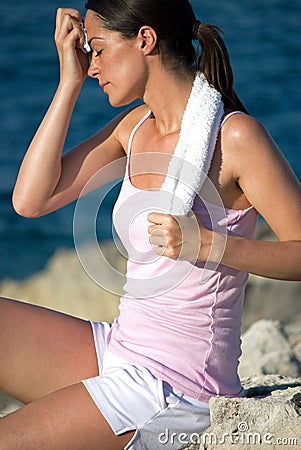 Exhausted woman after exercise