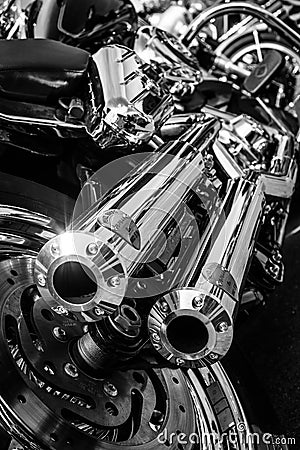 Exhausts of motorcycle Harley Davidson Softail.