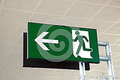 Exit sign at airport.