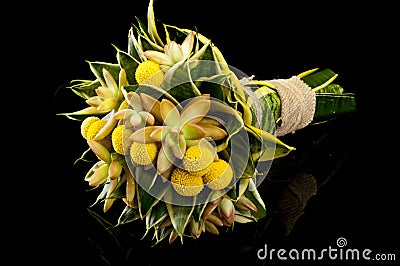 Exotic bouquet on black background