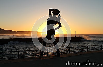 Exotic female dance silhouetted