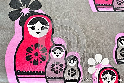 Fabric with Russian doll motif