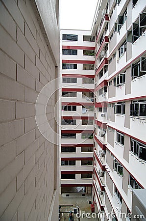 Facade of a low cost housing multistorey building